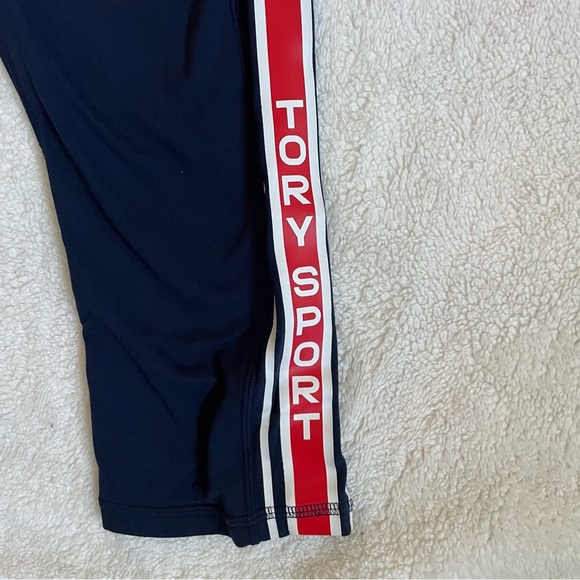 Tory Sport Navy Capri Leggings Stripes Side Size XL - Picture 3 of 11